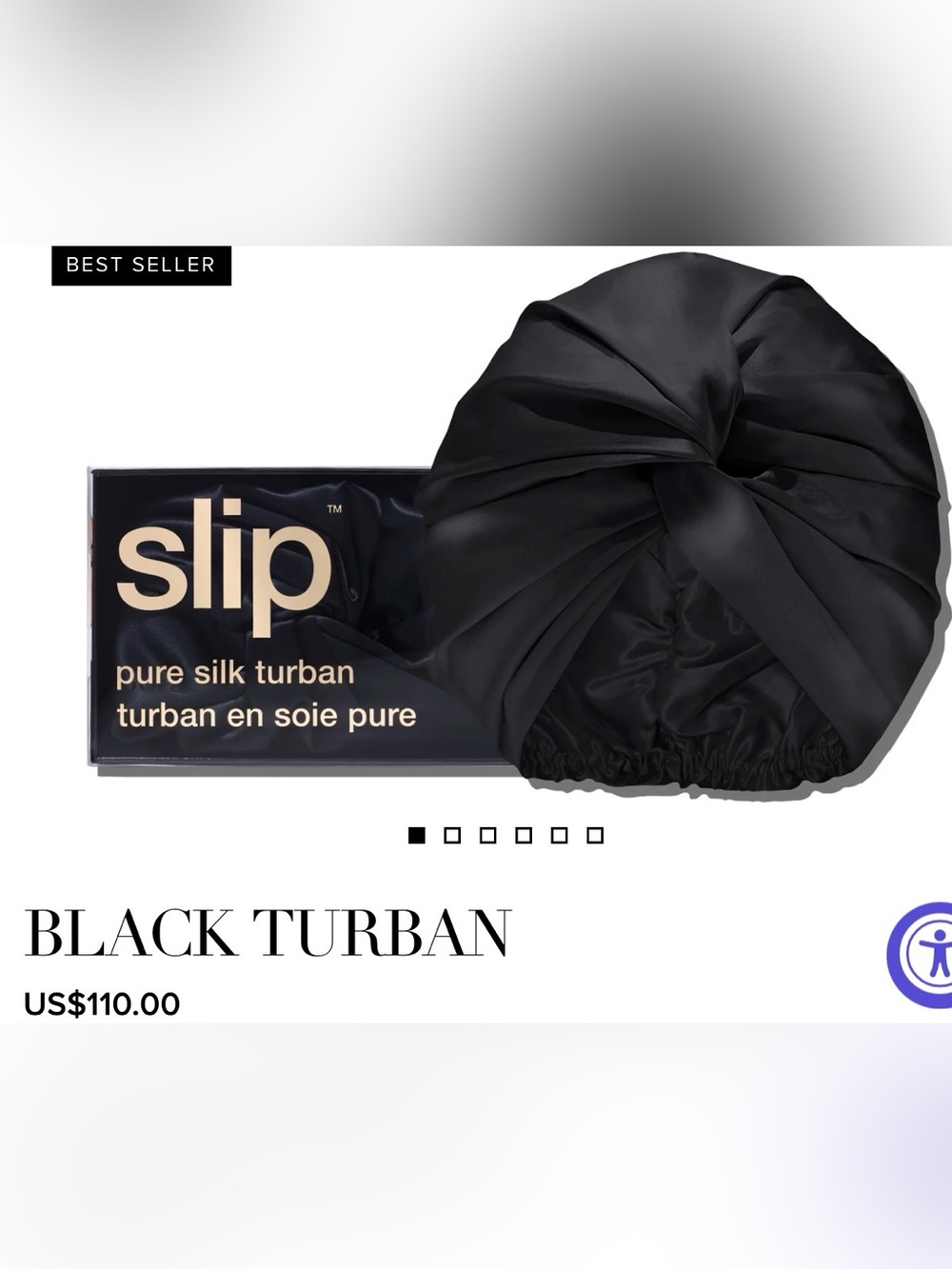slip Black Pure Silk Turban Hair Wrap